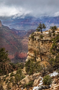 One Year Ago Moody Weather at Grand Canyon AZ USA 