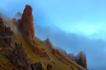 Oregon Owyhee Canyonlands outcropping during blue hour while on a weekend trip to a hot spring Photo by Scott Conover 
