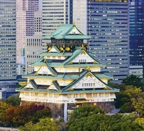Osaka Castle surrounded by modernity