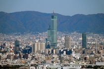 Osaka Japan  centered on the new -foot-tall Abeno Harukas tower