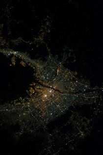 Osaka Japan from space at night 