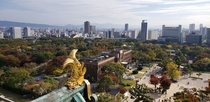 Osaka seen from the top floor of the Osaka Castle 