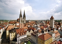 Over the roofs of Regensburg Germany 