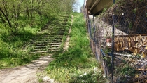 Overgrown stairs next to the highway underpass which is near to where I live in Belgrade Serbia
