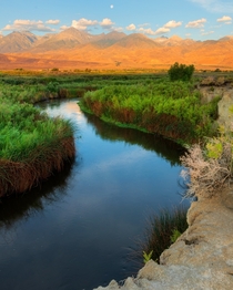 Owens river near Bishop California is what come to my mind when I hear the phrase meandering river