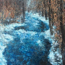 Painted this wintery creek with a palette knife