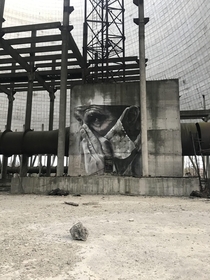 Painting painted by Guido van Helton in Cooling tower in Chernobyl