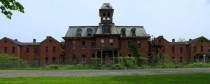 Panorama of the long-abandoned  Maples Building at the New York Asylum for the Chronic Insane 