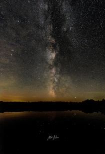 Panoramic of the Milky Way over the Mio Pond in Mio Michigan 