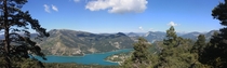 Panoramic view of a lake near Castallane Southern France 