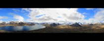 Panoramic view over the village of ingeyri Iceland 