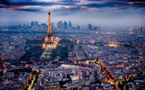 Paris as night falls 