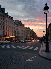 Paris at dusk Near the Pantheon 