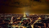 Paris from atop Tour Montparnasse at night