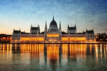 Parliament building in Budapest at dusk 