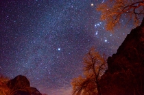 Part of the Winter Triangle over Zion National Park Betelgeuse Sirius Orions Belt 