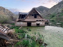 Partially submerged house in central Utah