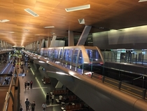 Passenger train in Hamad International Airport Doha Qatar