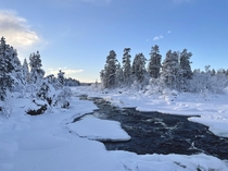 Peaceful winter landscape in Finland