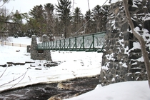 Pedestrian suspension bridge over the St Louis river Jaye Cooke State Park MN The original was destroyed in a flood in  