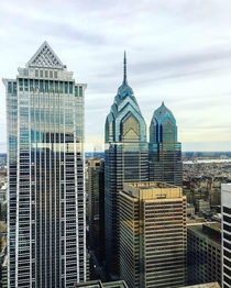Philadelphia PA View of iconic Liberty One amp Two from IBC building 