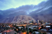 Phoenix Arizona  before a massive sand storm 