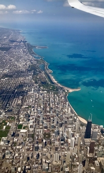 Photo I took with an iPhone  while flying over Chicago IL
