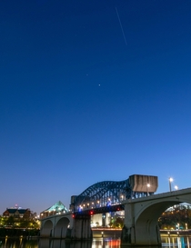 Photobombed by tonights ISS pass while taking long exposures over the river --