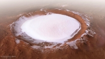 Picture of Korolev Crater   kms wide taken recently  th July by the ESAs Mars Express That is water in frozen form