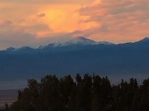 Pikes Peak Colorado USA at sunset 