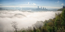 Pittsburgh with a river of fog 