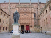 Plateresque faade of the University of Salamanca Spain