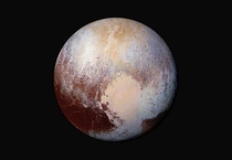Pluto in Hi-Res False Color showing Compositional Differences 