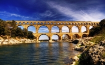 Pont du Gard an ancient Roman aqueduct bridge length m height m  