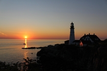 Portland Headlight in Maine at sunrise 