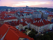 Prague looking towards the Castle near dusk 