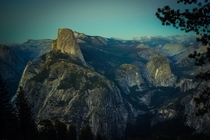 Pre-dusk over Half Dome and Little Yosemite Valley 