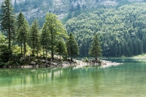 Pristine alpine lake in Appenzell Switzerland 