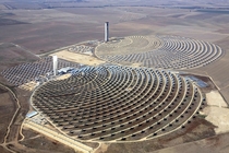 PS and PS solar towers near Seville Spain 