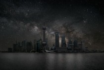 Pudong Shanghai China beneath the Milky Way 