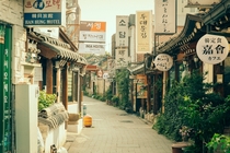 Quiet street in the historic Insa-dong Neighborhood Seoul South Korea 