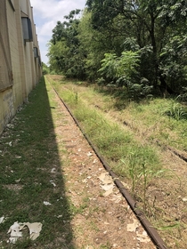 Railroad Tracks Behind a Warehouse
