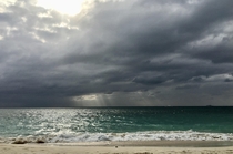 Rain approaches seven mile beach on Grand Cayman 