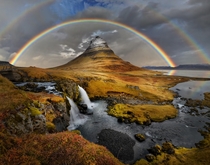 Rainbow over Kirkjufell - Kirkjufell Mountain Iceland  photo by Peter Hammer