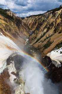 Rainbow Over Snowy Yellowstone Falls 