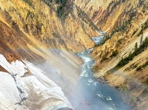 Rainbow through Grand Canyon of Yellowstone WY 