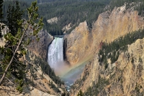 Rainbow Waterfall at Yellowstone National Park 