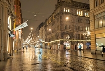 Rainy autumn evening in Helsinki Finland 
