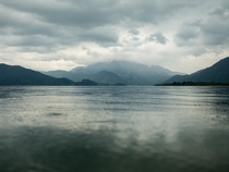 Rainy day Mondsee Moon Lake Austria 