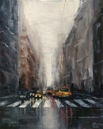 Rainy NY My oil painting on canvas x inches 